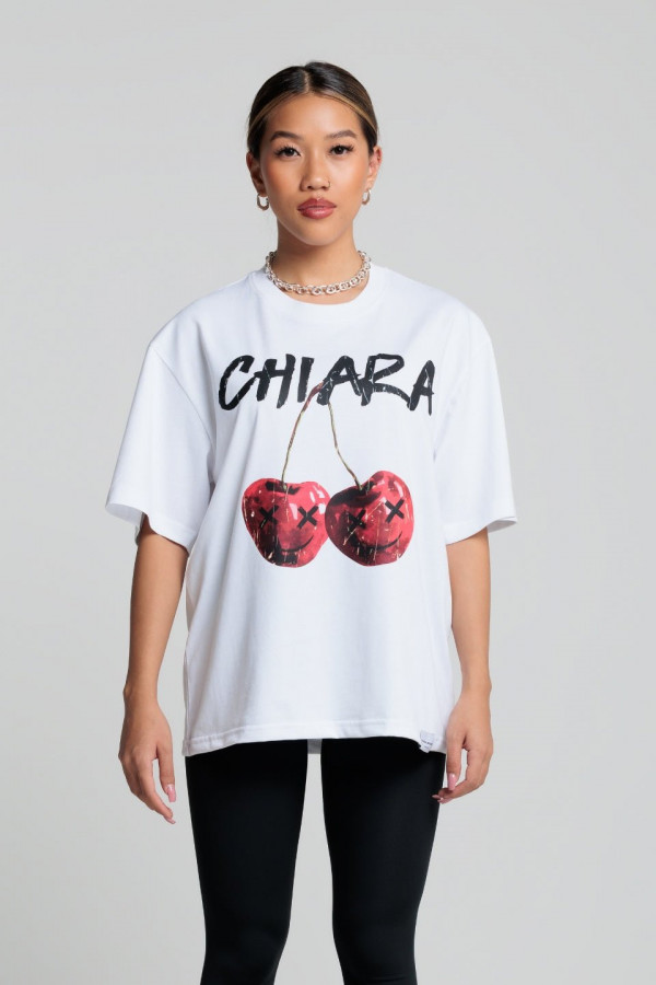 T-shirt bawełniany oversize CHERRY - biały 5