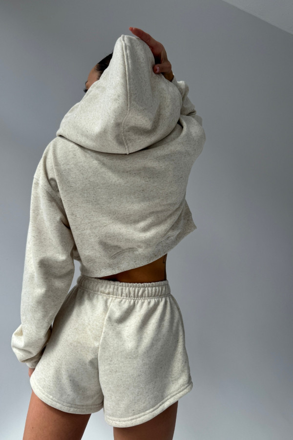 Bluza krótka z kapturem ZIP - len 3
