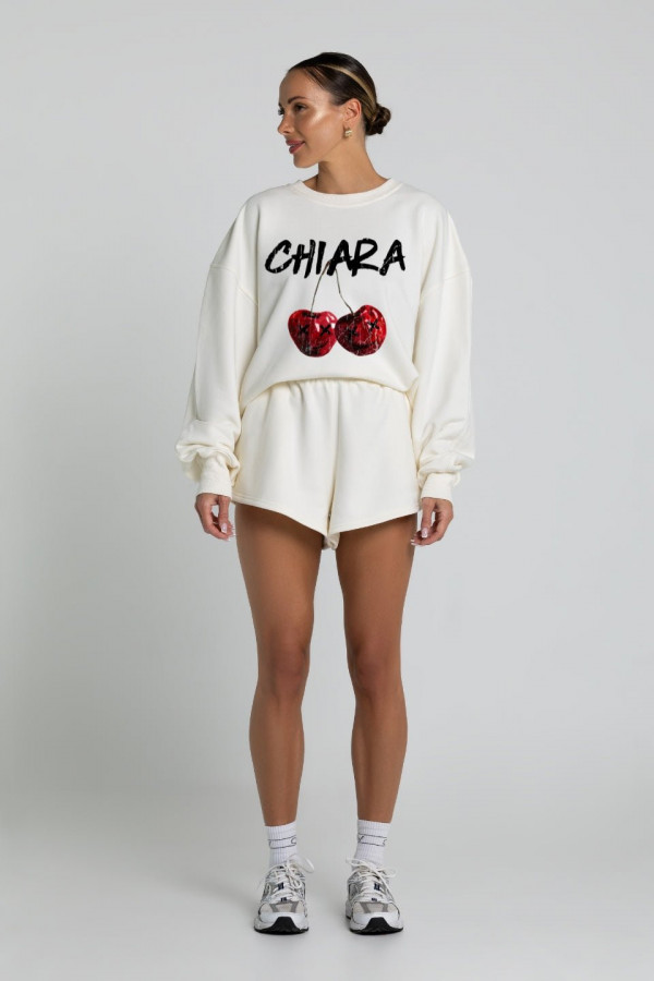 Bluza damska oversize CHERRY - ecru 2