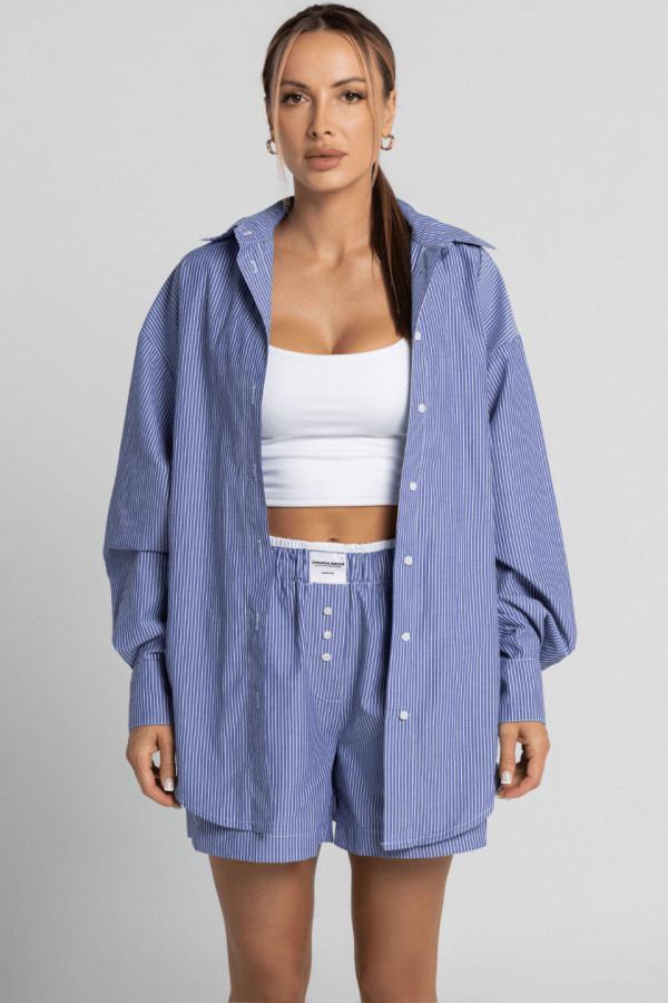 Szorty damskie bokserki PAJAMAS - niebieski w paski 1