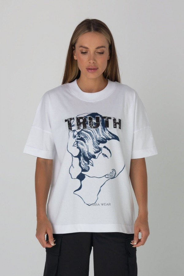 T-shirt damski oversize TRUTH - biały 3