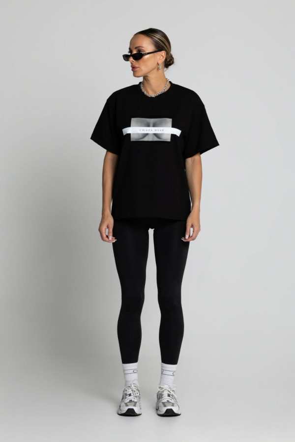T-shirt oversize FREE BOOBIES bawełna z recyklingu - czarny 2