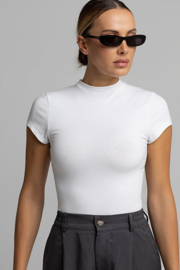 Krótki dopasowany t-shirt - biały 3