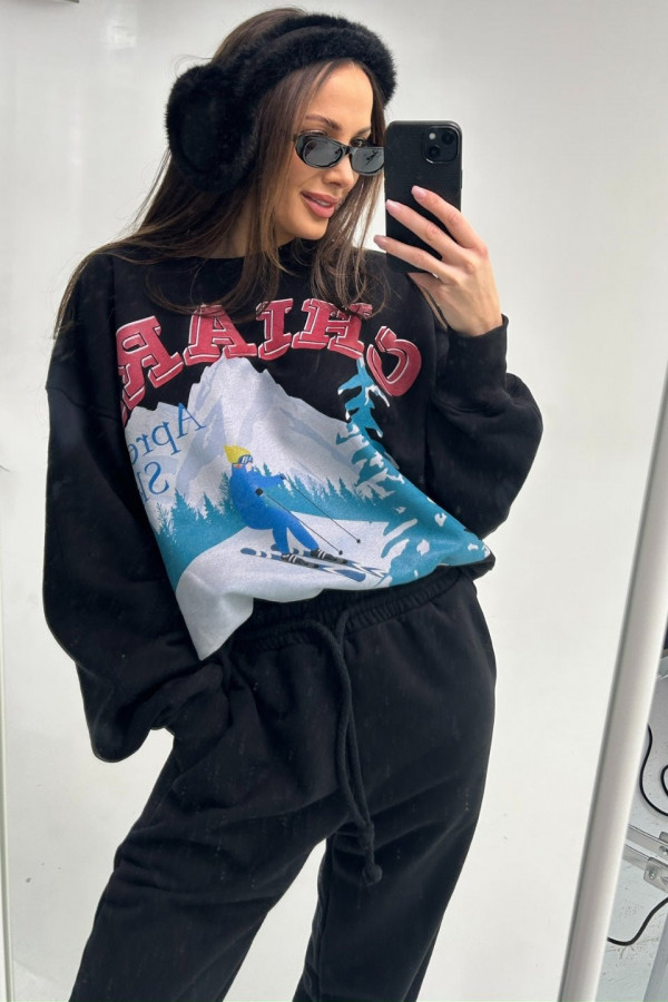 Bluza damska oversize APRES SKI - czarny 5