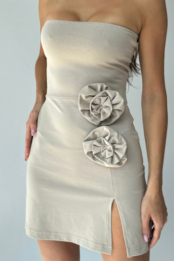 Sukienka mini ROSE - beżowy 1