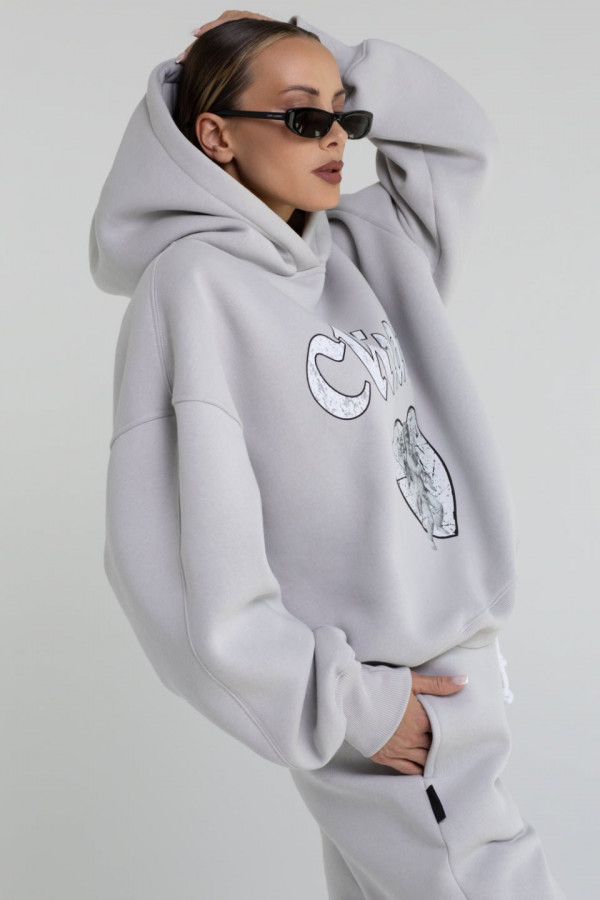 Bluza damska hoodie ANGEL - gołębi (jasny szary) 2