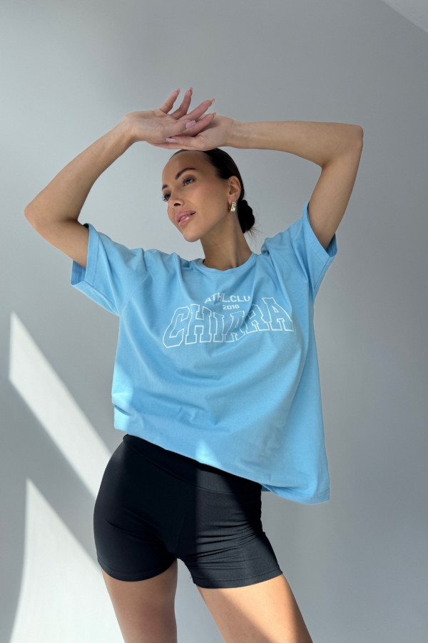 T-shirt bawełniany oversize CHIARA - jasny niebieski 1