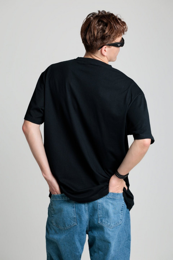 T-shirt bawełna z recyklingu oversize CHERYY - czarny 3