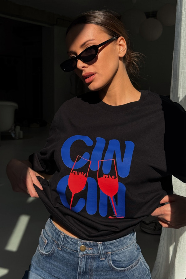 T-shirt bawełniany oversize CIN CIN - czarny 1