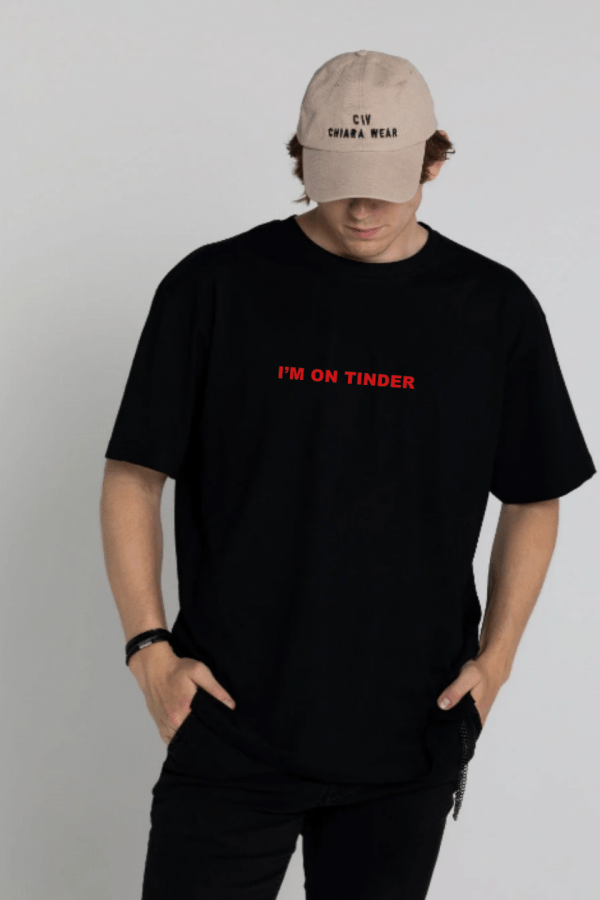 T-shirt męski bawełniany oversize TINDER - czarny