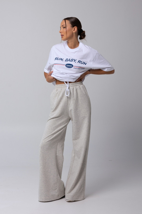 T-shirt bawełniany oversize RUN BABY - biały 4