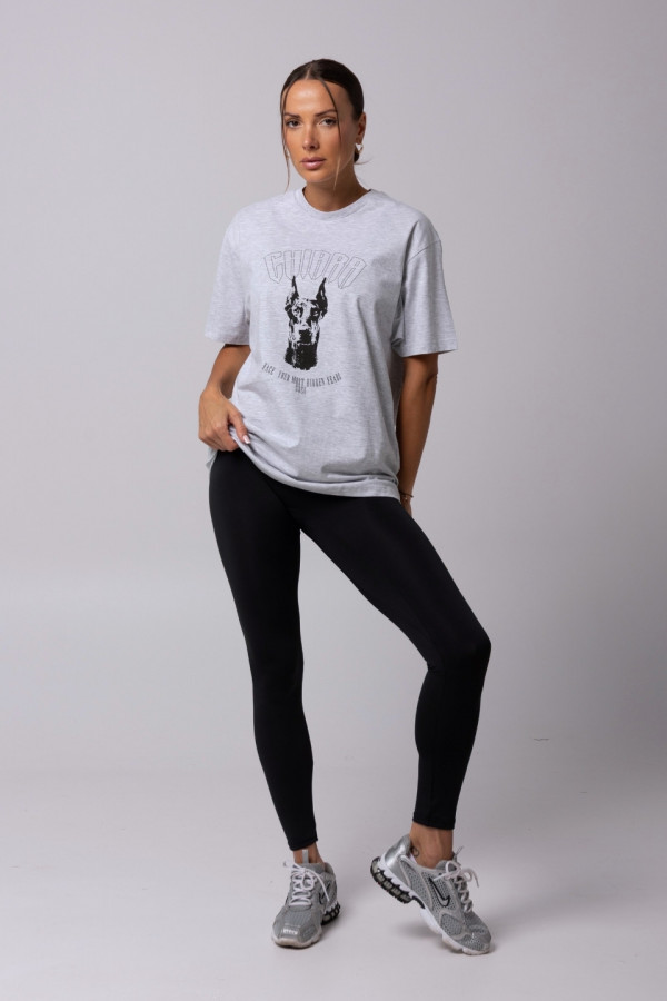 T-shirt bawełniany oversize DOBERMAN - szary melanż 2