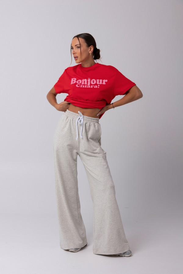 T-shirt bawełniany oversize BONJOUR - czerwony 2