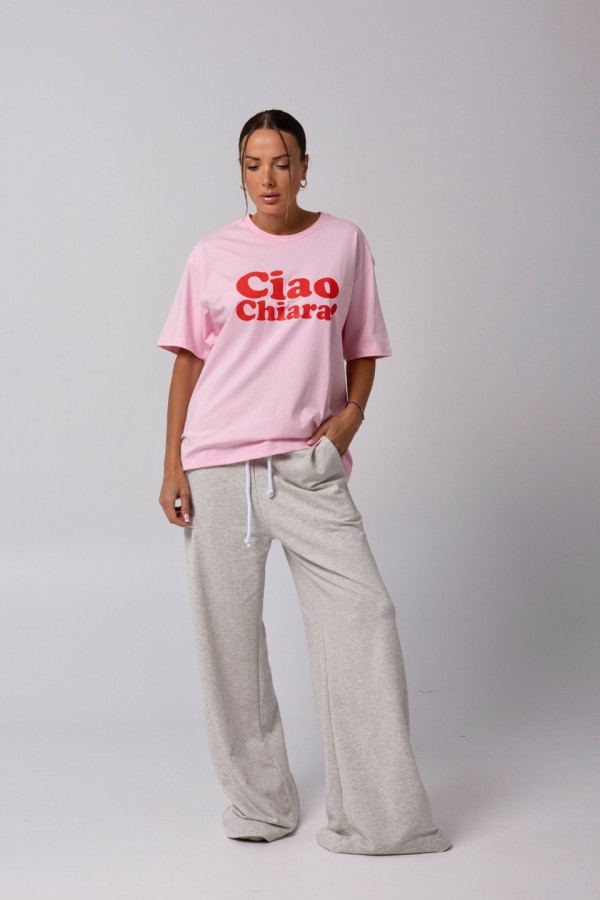 T-shirt bawełniany oversize CIAO CHIARA - różowy 3