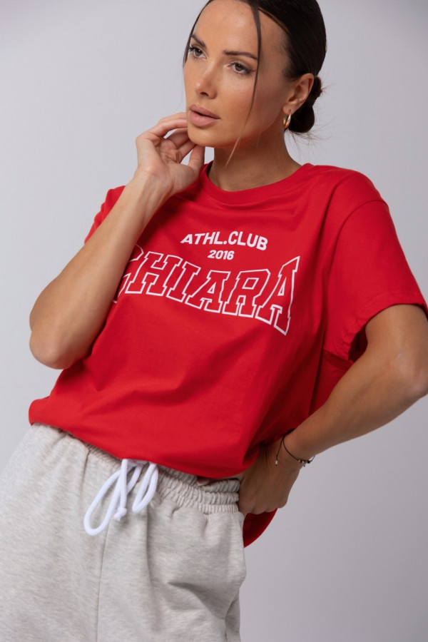 T-shirt bawełniany oversize CHIARA - czerwony