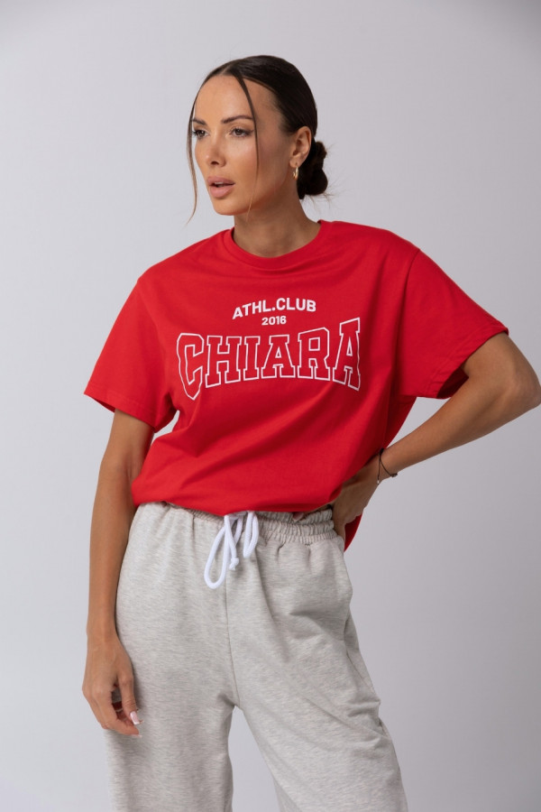 T-shirt bawełniany oversize CHIARA - czerwony 1