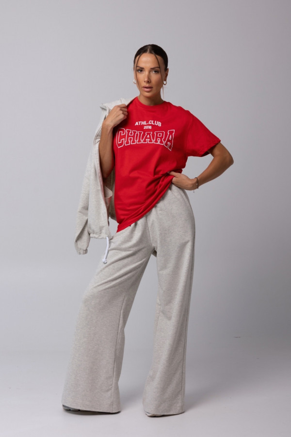 T-shirt bawełniany oversize CHIARA - czerwony 5