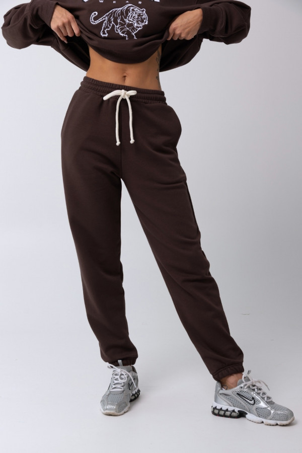 Spodnie dresowe joggery CHOCOLATE - brązowe 6