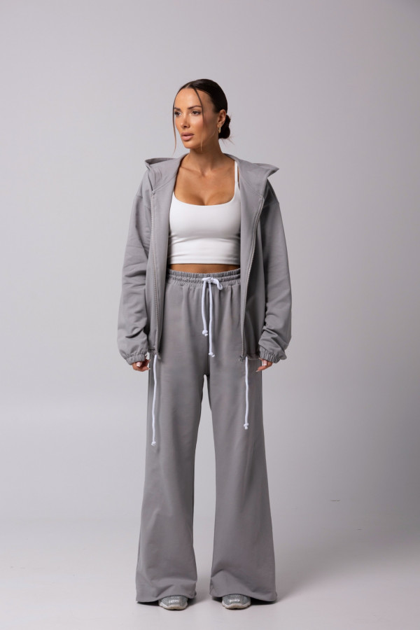 Bluza damska hoodie zip nadruk STARS - grafit 3