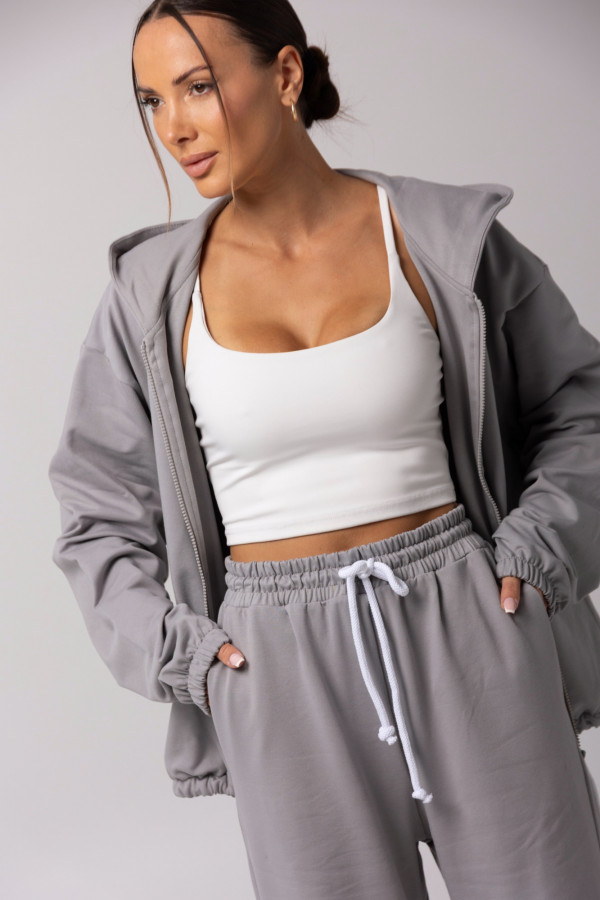 Bluza damska hoodie zip haft COOKIE - grafit 4