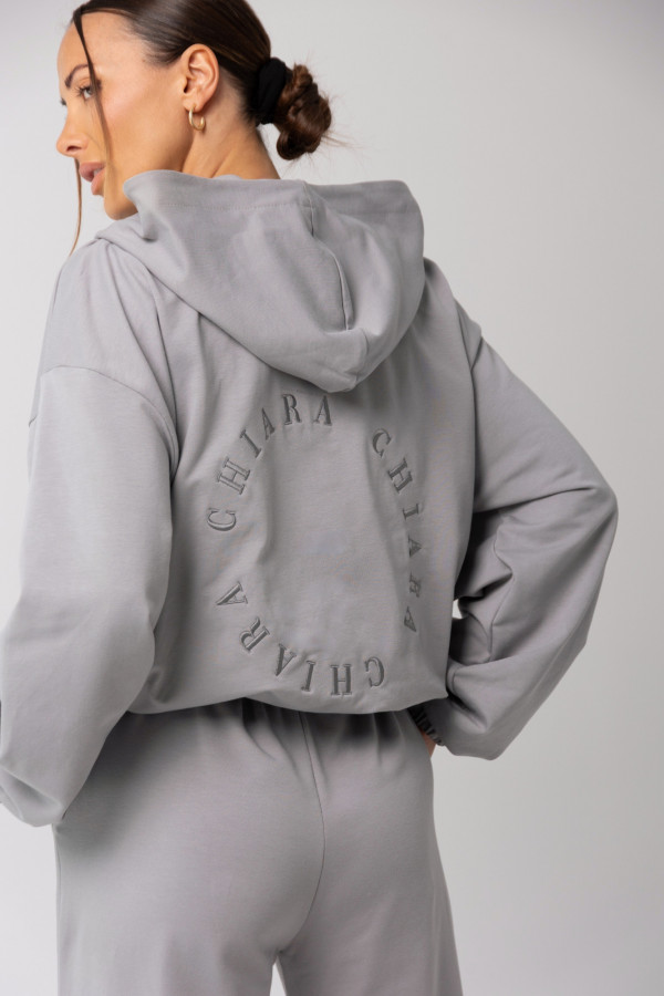 Bluza damska hoodie zip haft COOKIE - grafit 5