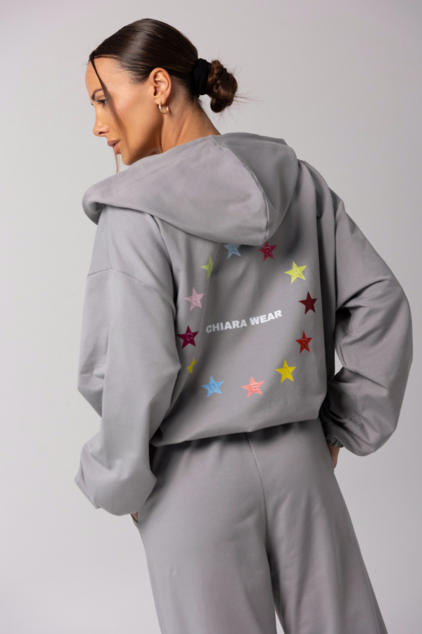 Bluza damska hoodie zip nadruk STARS - grafit 6