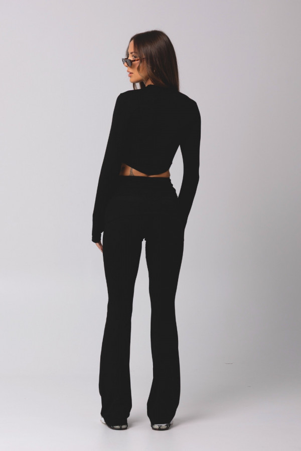 Krótki dopasowany longsleeve VALERIE - czarny 5