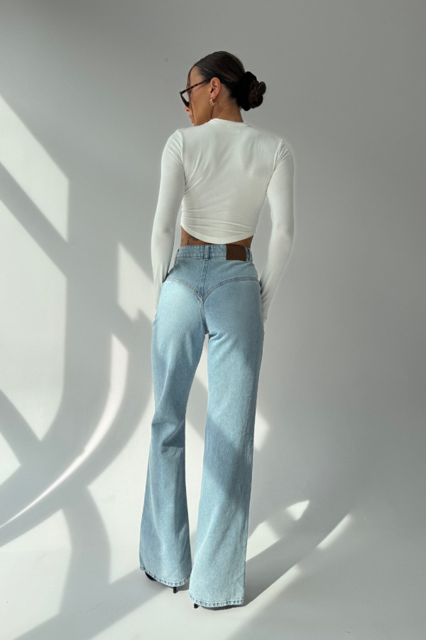 PREORDER 03/09 Spodnie jeansowe CLASSY dzwony z roztarciem damskie - denim niebieski 2