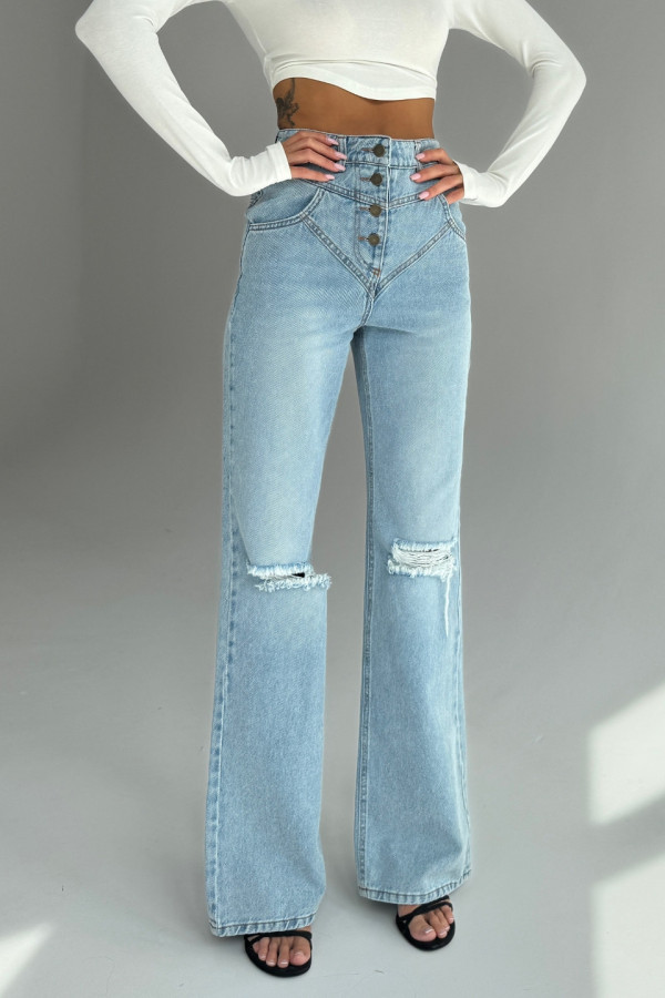 PREORDER 03/09 Spodnie jeansowe CLASSY dzwony z roztarciem damskie - denim niebieski 5