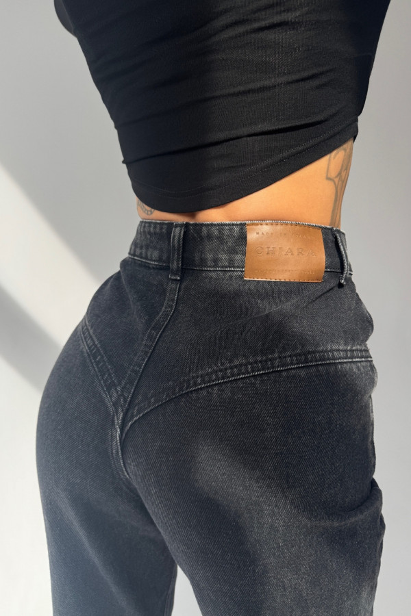 Spodnie jeansowe CLASSY dzwony z roztarciem damskie - denim czarny 2