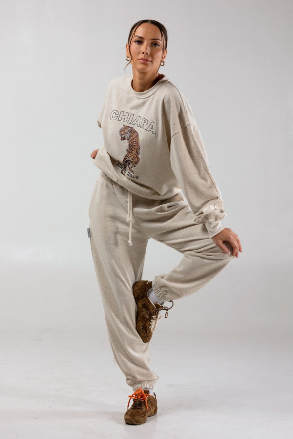 Bluza damska oversize nadruk/haft TIGER - len 5