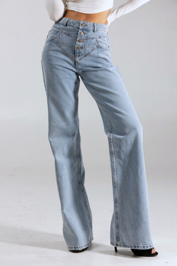 Spodnie jeansowe CLASSY dzwony damskie - denim niebieski 5