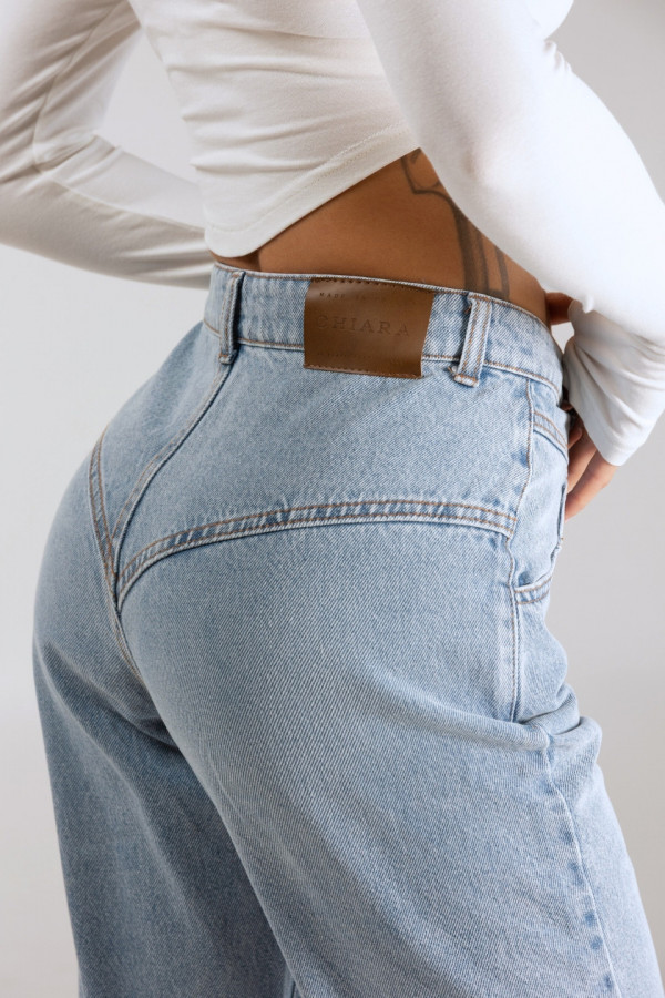 Spodnie jeansowe CLASSY dzwony damskie - denim niebieski 1