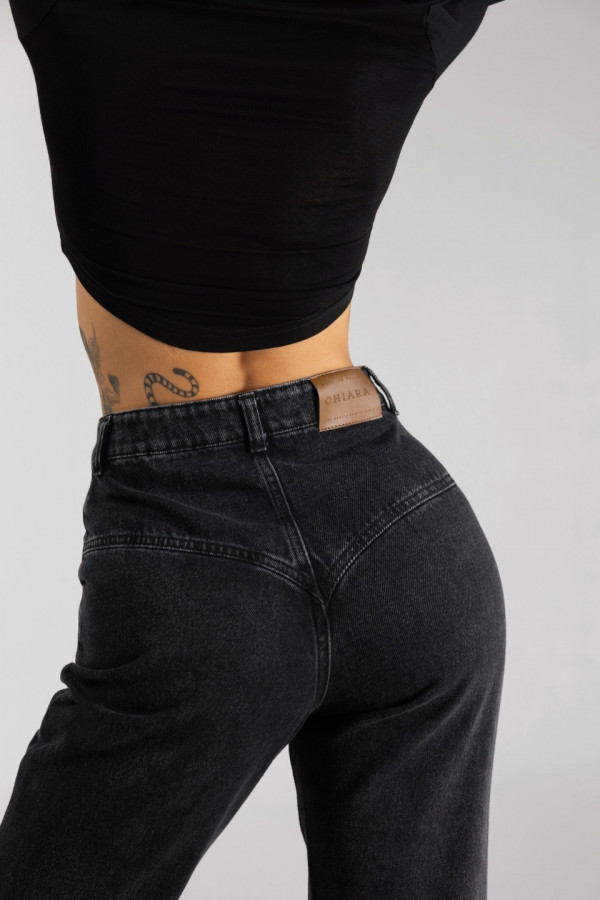 Spodnie jeansowe CLASSY dzwony damskie - denim czarny 2