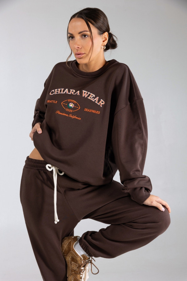 Bluza damska oversize CALIFORNIA - brązowy
