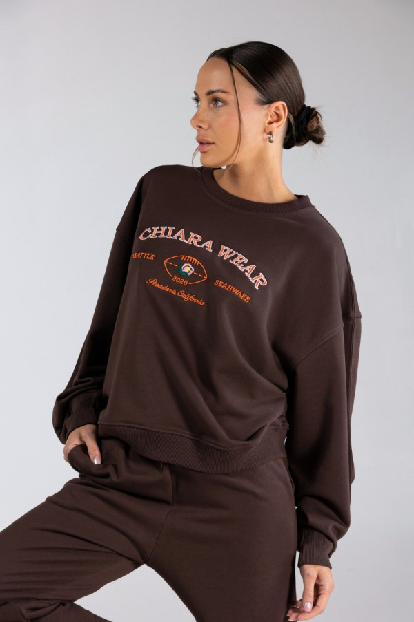 Bluza damska oversize CALIFORNIA - brązowy 4