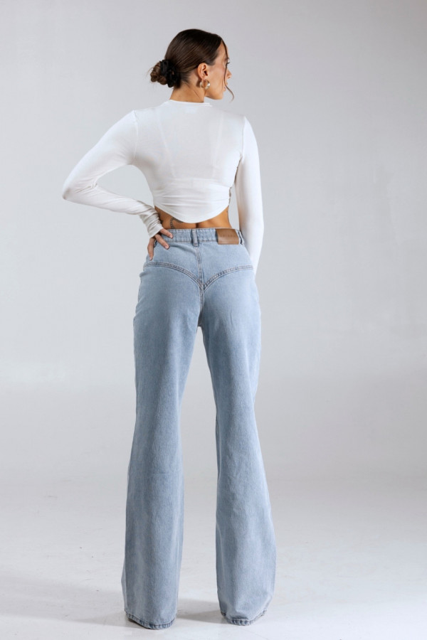 Krótki dopasowany longsleeve VALERIE nadruk CHIARA - biały 4