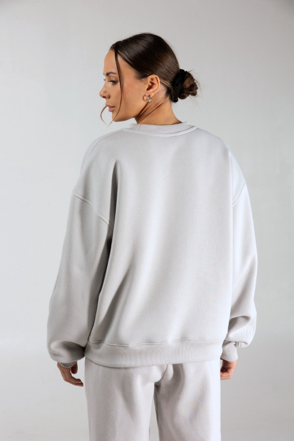 Bluza damska oversize nadruk ANGEL - gołębi (jasny szary) 3