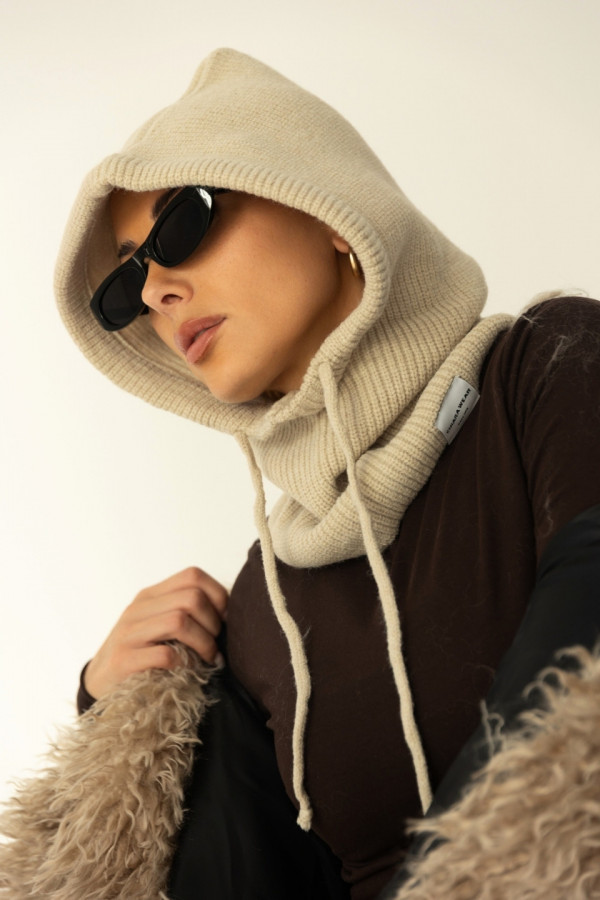 Balaclava kominiarka - beżowa 6