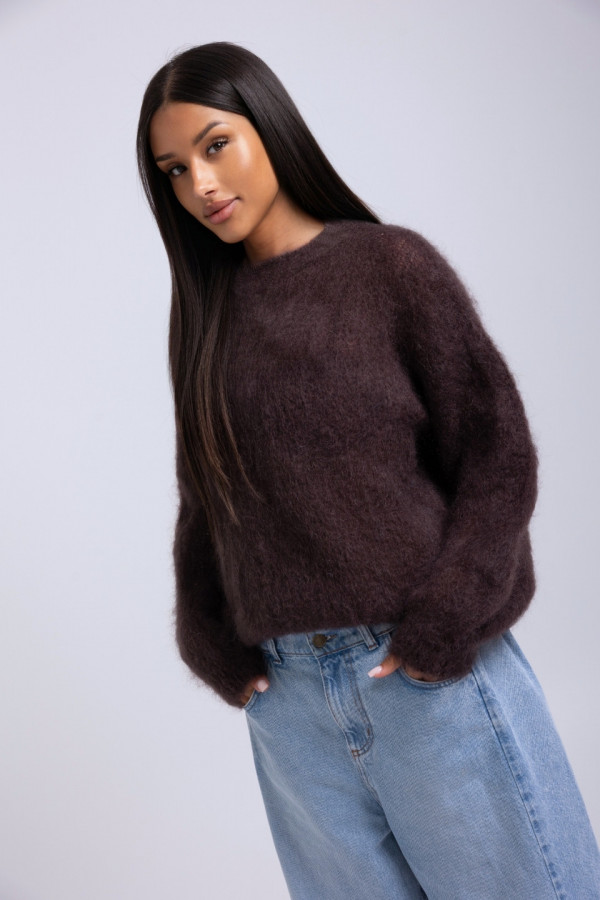 Sweter moher CUSHY- brązowy 4
