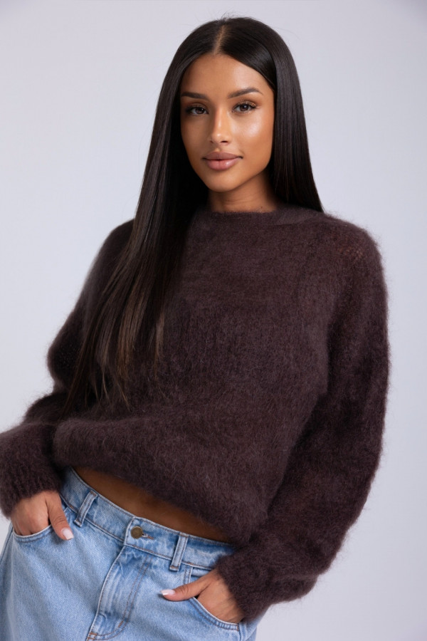 Sweter moher CUSHY- brązowy 1