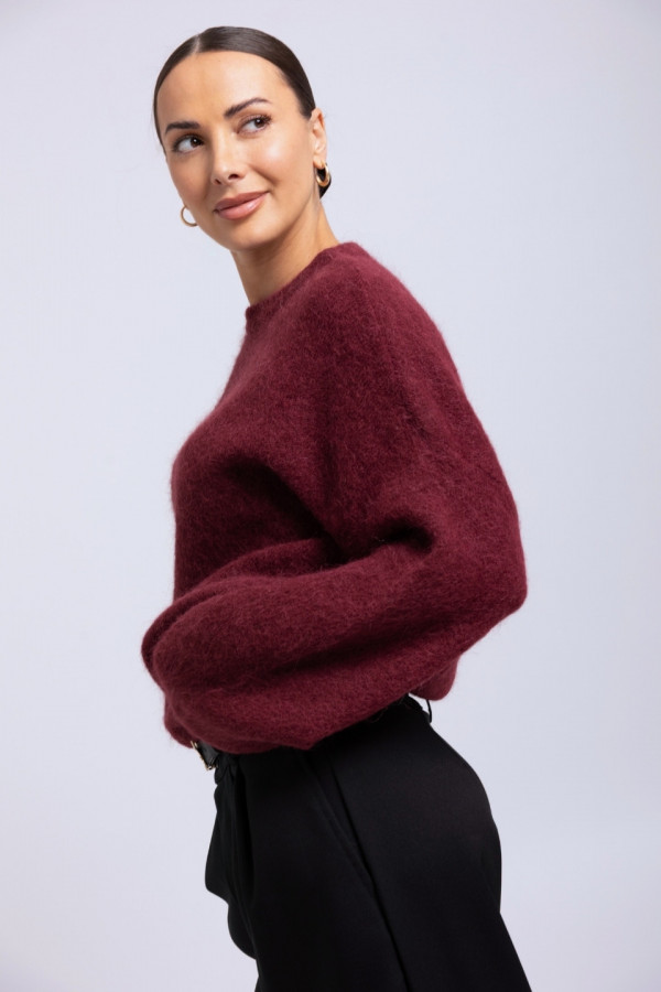 Sweter alpaka COZY - bordowy 2