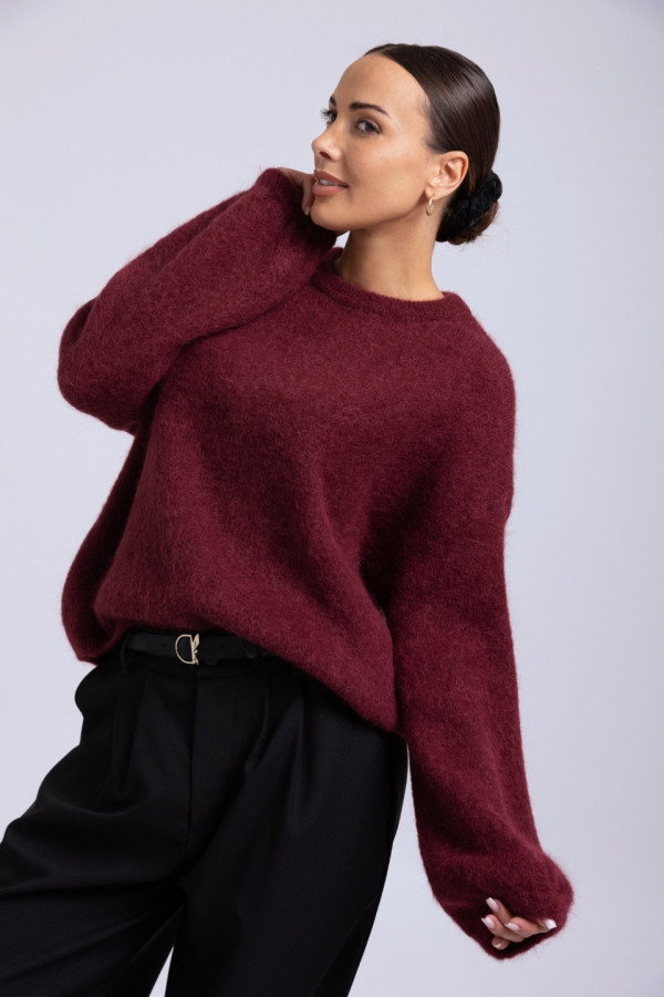 Sweter alpaka COZY - bordowy 3
