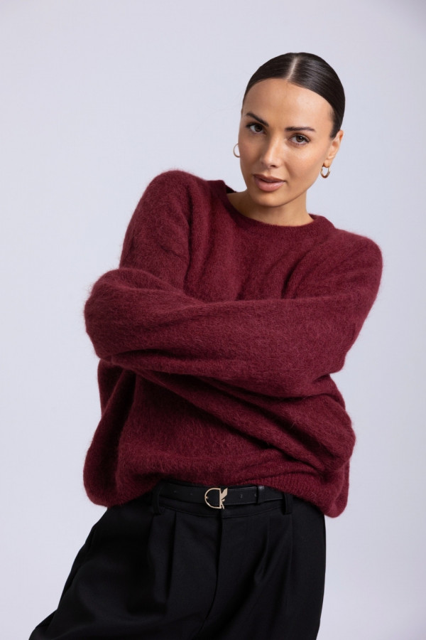 Sweter alpaka COZY - bordowy 1