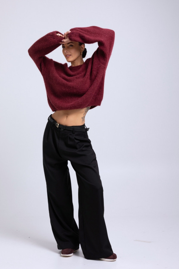 Sweter alpaka COZY - bordowy 6