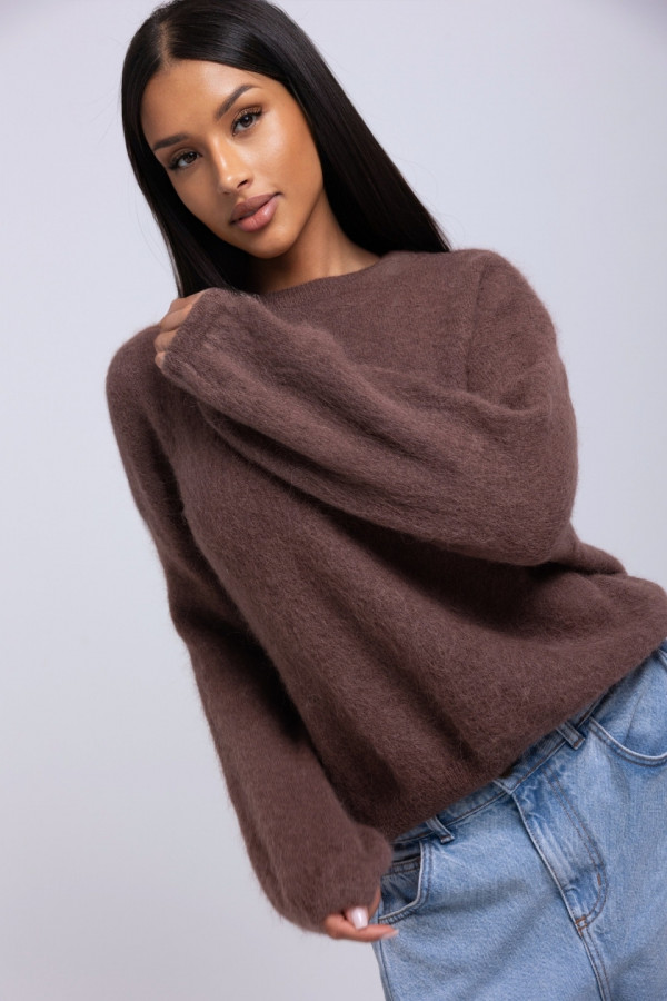 Sweter alpaka COZY - brązowy