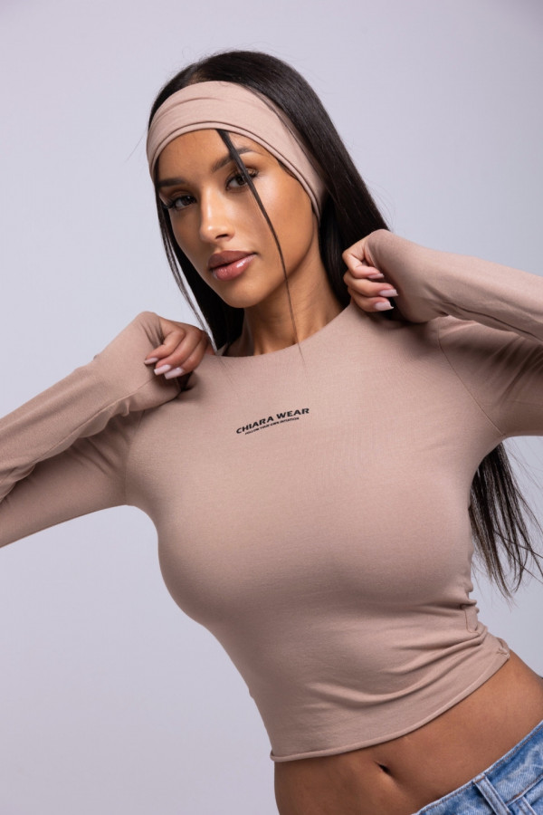 Longsleeve RAW nadruk CHIARA - beżowy 2
