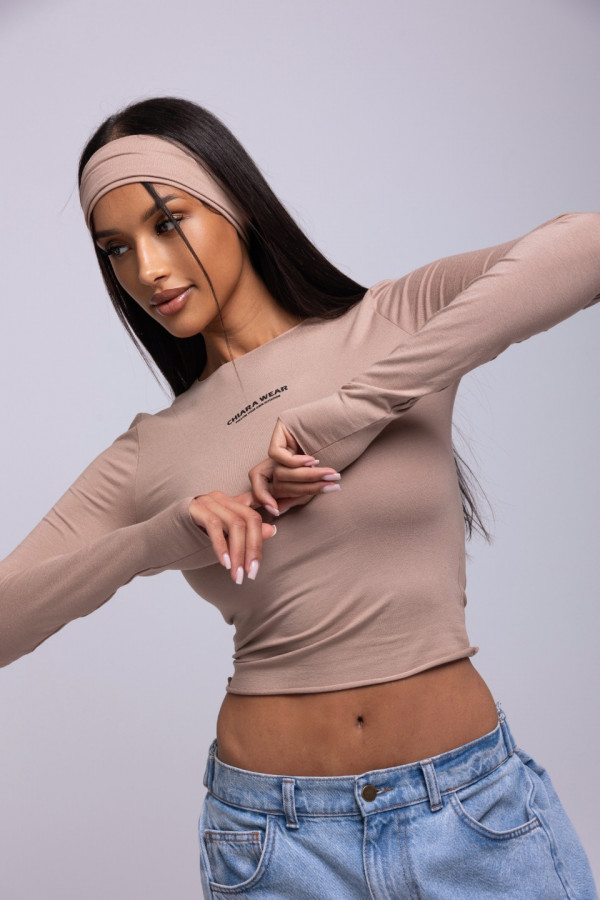 Longsleeve RAW nadruk CHIARA - beżowy 4