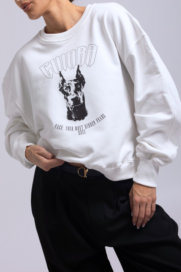 Bluza damska oversize DOBERMAN - biały