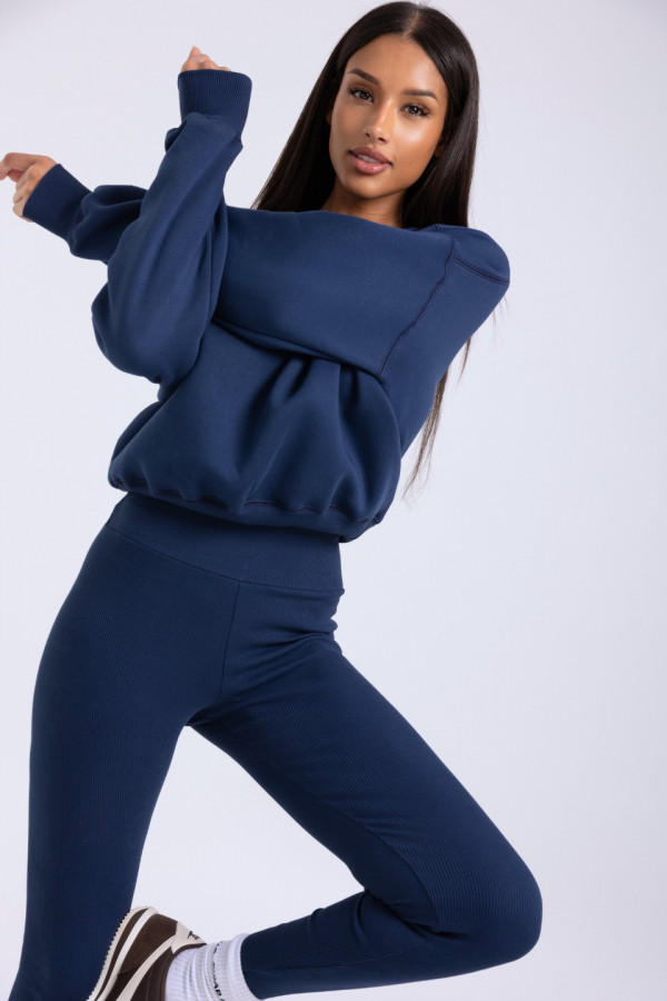 Bluza damska boxy - granatowy 5